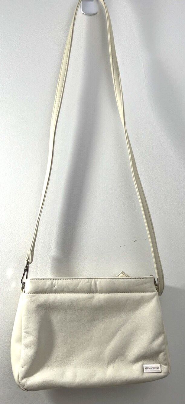 Studio Works Off White Shoulder Strap/Clutch Purse Very Clean!